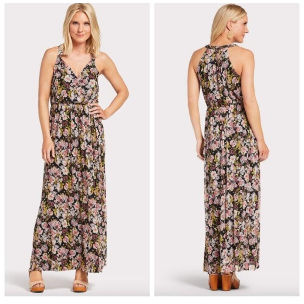 Sunday in Brooklyn Black Floral V-Neck Maxi Dress